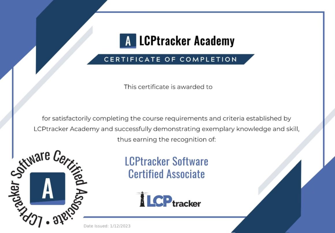 LCPTracker Software Certified Associate