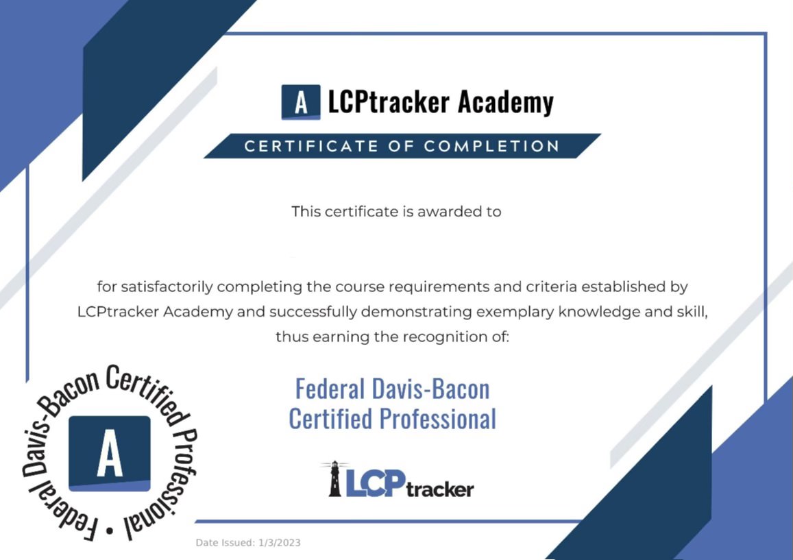 Federal Davis-Bacon Certified Professional
